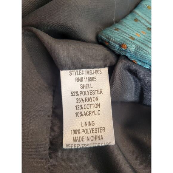 Julia Ku Blazer Bohemian Women's Jacket Blue Black Gray Floral Metallic Size 2X - Picture 12 of 13